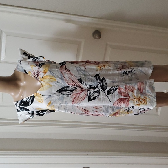 5.95 shipping C & C m linen mini pastel tropical print flutter sleeve pull over - Picture 6 of 9